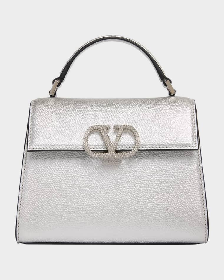 Mini Crystal VLogo Metallic Leather Top-Handle Bag by VALENTINO