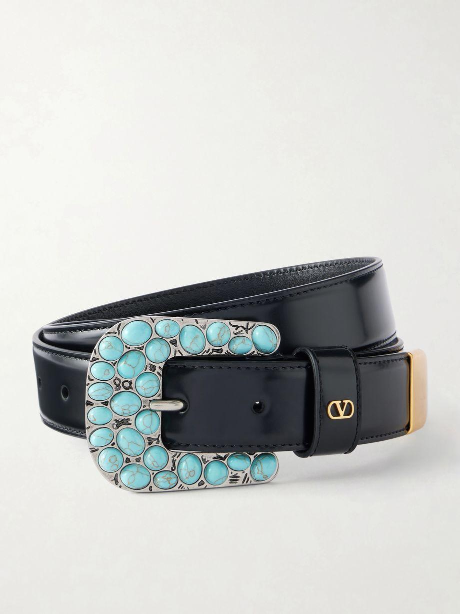 Mini Vlogo embellished leather belt by VALENTINO