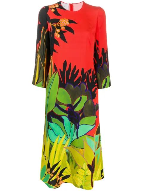 Monkey Forest print midi dress by VALENTINO