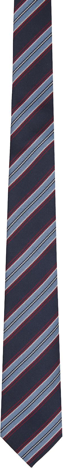 Navy Valentie Jacquard Regimental Silk Tie by VALENTINO