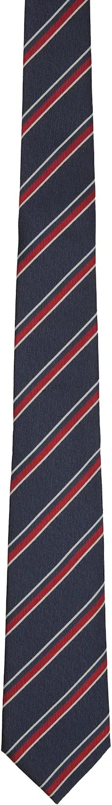 Navy & Red Valentie Jacquard Regimental Silk Tie by VALENTINO