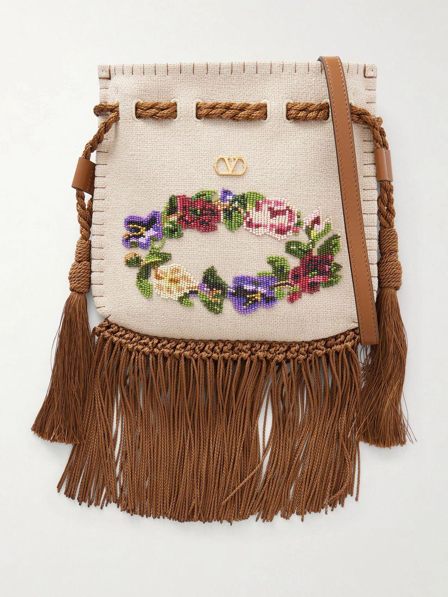 Nellcôte Alice sequin-embellished brass logo drawstring bag by VALENTINO