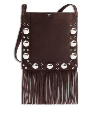 Nellc&ocirc;te Medium VLogo Fringed Suede Shoulder Bag by VALENTINO