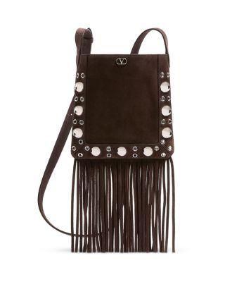 Nellc&ocirc;te Small VLogo Fringe Suede Crossbody Bag by VALENTINO