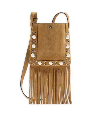 Nellc&ocirc;te Small VLogo Fringe Suede Crossbody Bag by VALENTINO