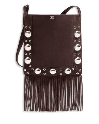 Nellc&ocirc;te VLogo Fringe Shoulder Tote Bag in Suede by VALENTINO