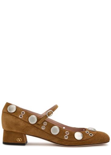 Nellcote stud-embellished suede ballet pumps by VALENTINO