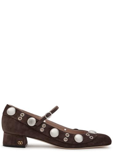 Nellcote stud-embellished suede ballet pumps by VALENTINO