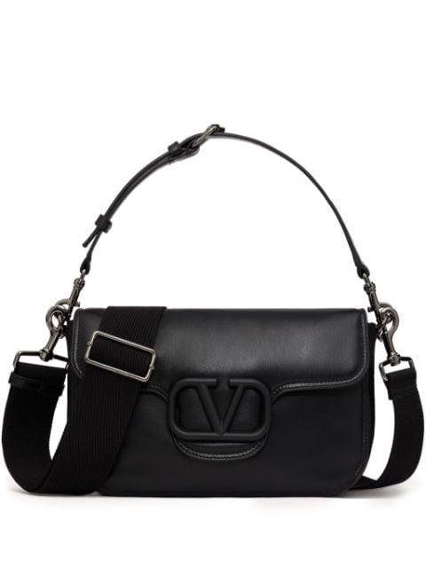 Noir leather shoulder bag by VALENTINO