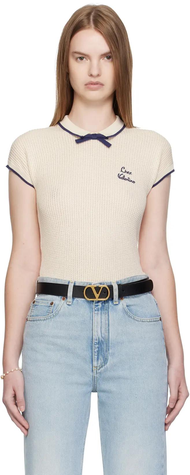 Off-White Cotton Top by VALENTINO
