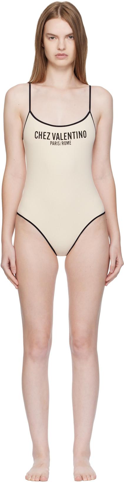 Off-White Lycra Piqué Swimsuit by VALENTINO