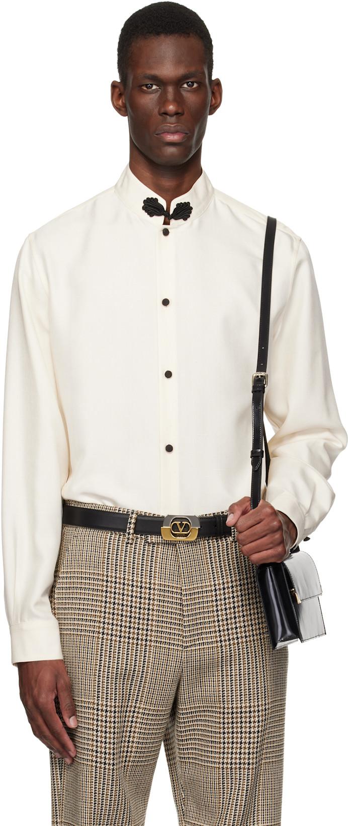 Off-White Silk Shantung Toggle Shirt by VALENTINO