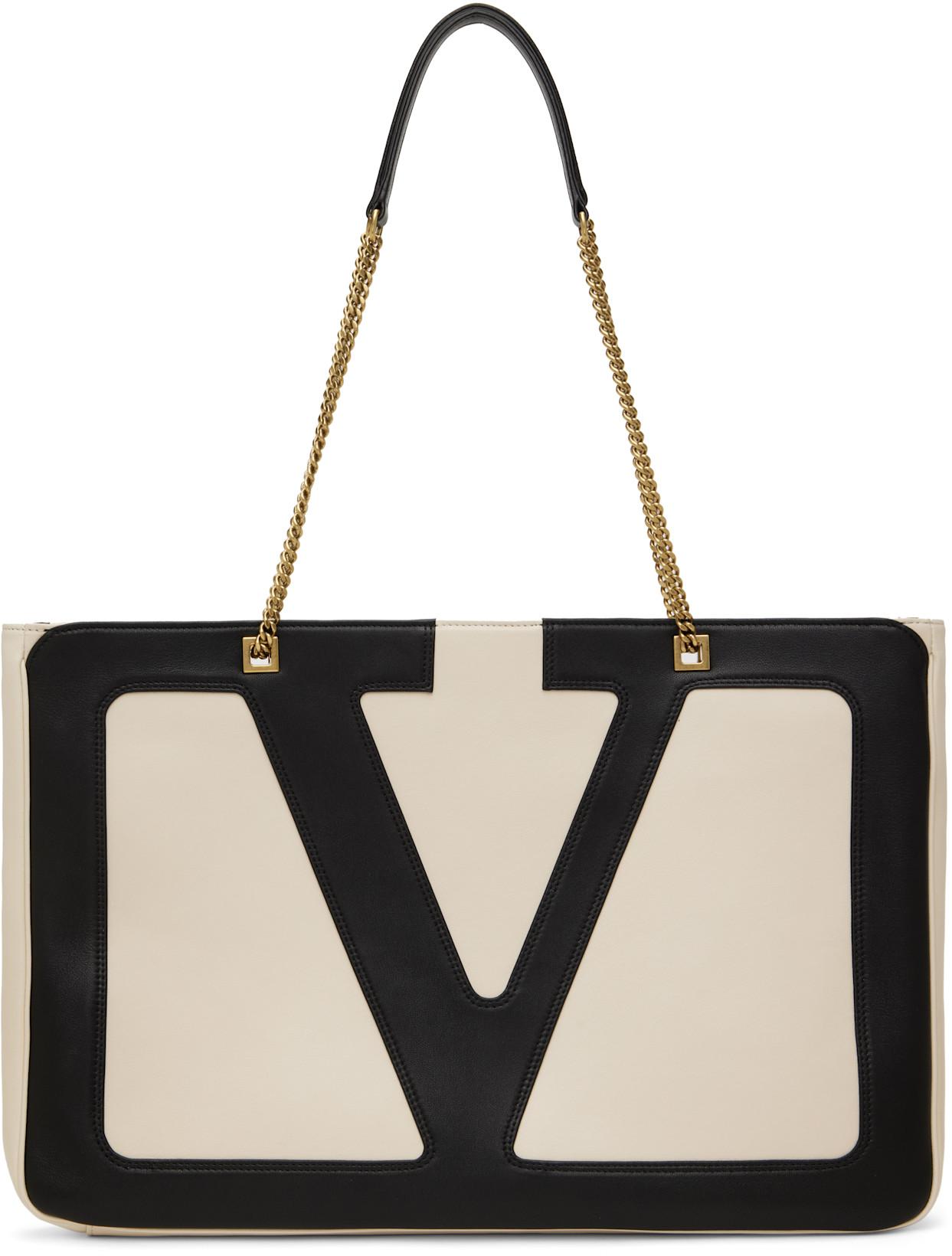 Off-White & Black Viva Superstar Nappa Leather Tote by VALENTINO