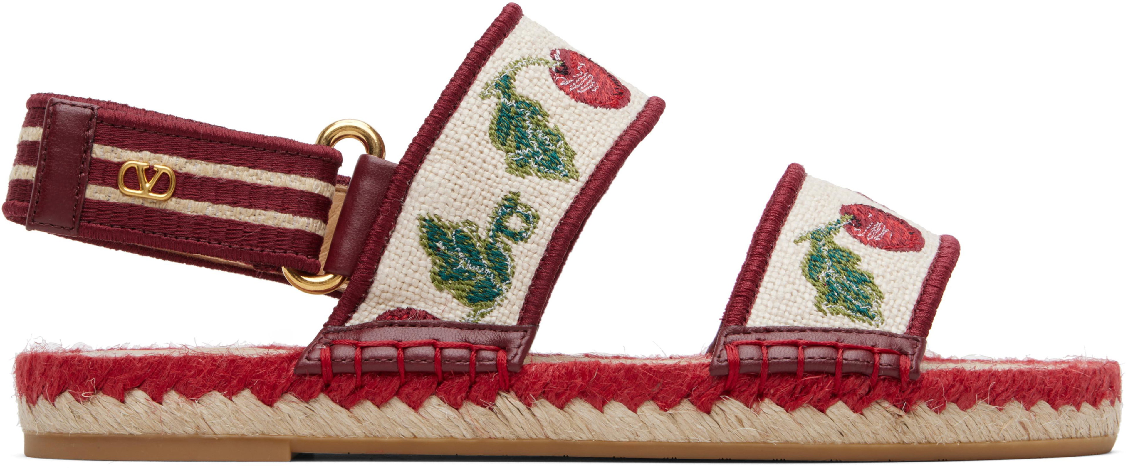 Off-White & Red Bribri Sandals by VALENTINO