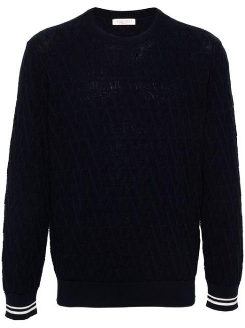 Optical-jacquard cotton jumper by VALENTINO
