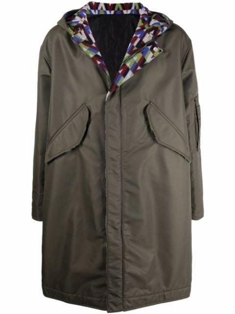 Optical-print parka coat by VALENTINO