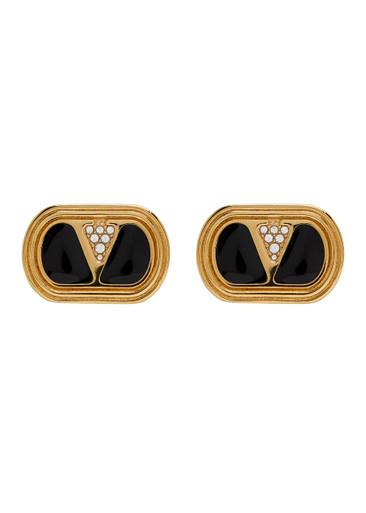 Ovalette VLogo enamelled stud earrings by VALENTINO