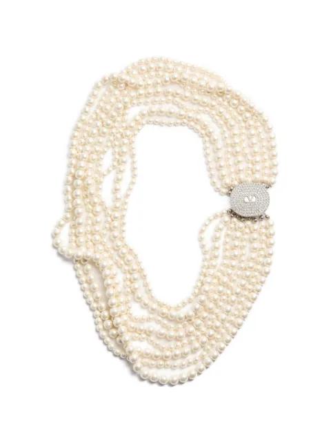 Ovalette necklace in metal, baroque glass beads, and Swarovski® crystals by VALENTINO