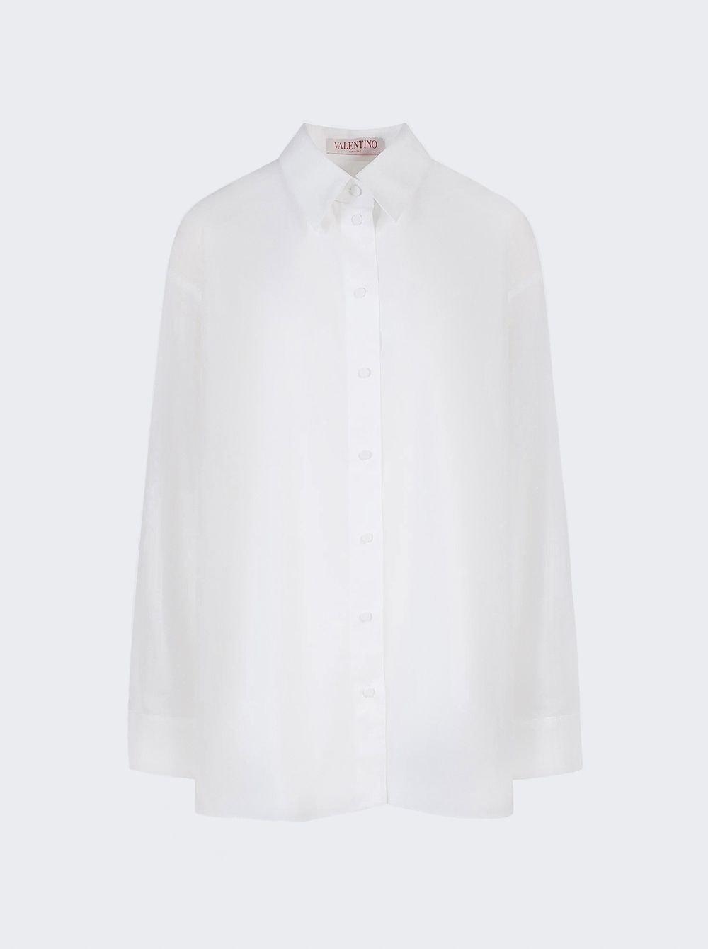 Oversized Cotton Poplin Shirt White by VALENTINO