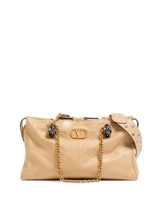 Panthea Nappa Leather Chevron VLogo Shoulder Bag by VALENTINO