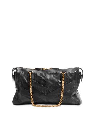 Panthea Nappa Leather Chevron VLogo Shoulder Bag by VALENTINO