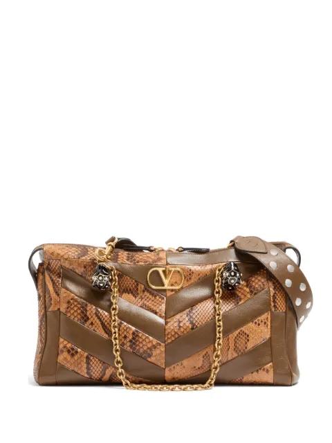Panthea medium shoulder bag in python and nappa with chevron motif by VALENTINO