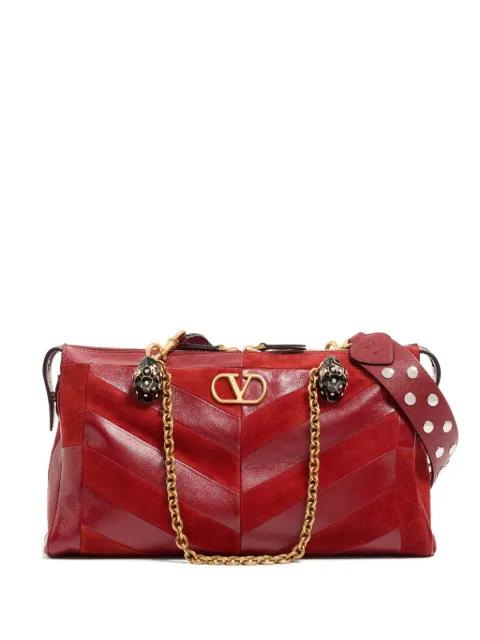 Panthea medium shoulder bag in suede and nappa with Chevron motif by VALENTINO