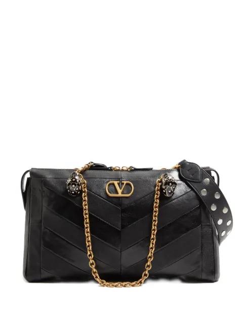 Panthea shoulder bag in nappa leather with chevron pattern by VALENTINO
