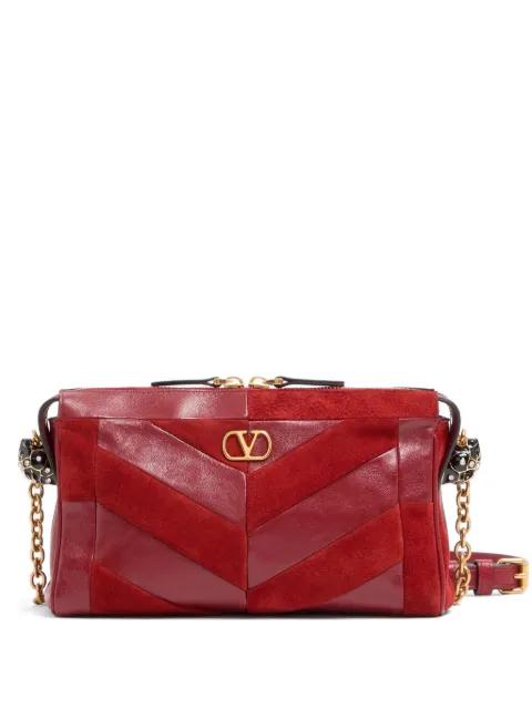 Panthea small shoulder bag in suede and nappa with Chevron pattern by VALENTINO