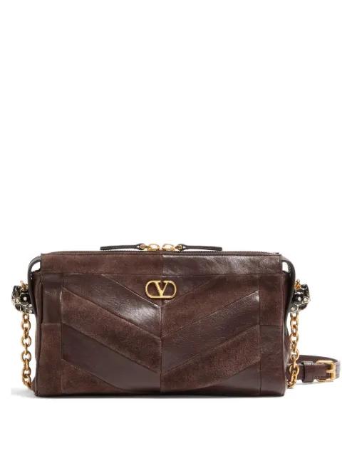 Panthea small shoulder bag in suede and nappa with chevron pattern by VALENTINO