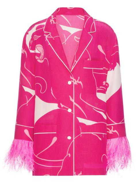 Panther crepe-de-chine blouse by VALENTINO