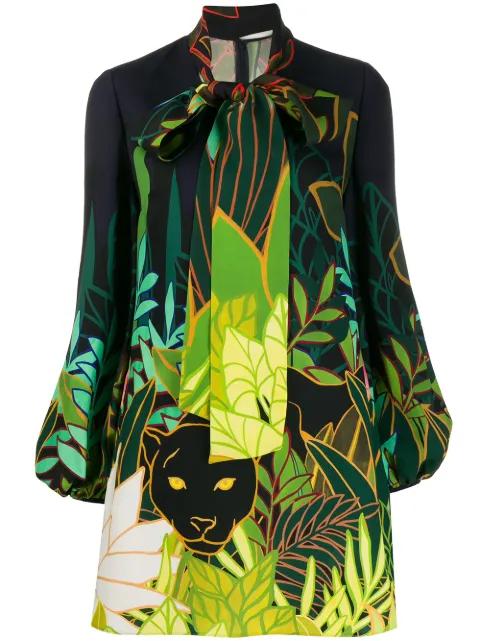 Panther in the Jungle bow collar dress by VALENTINO