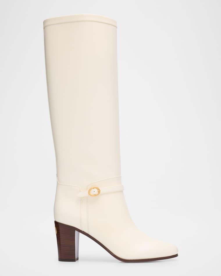 Pattie Leather Buckle Knee Boots by VALENTINO