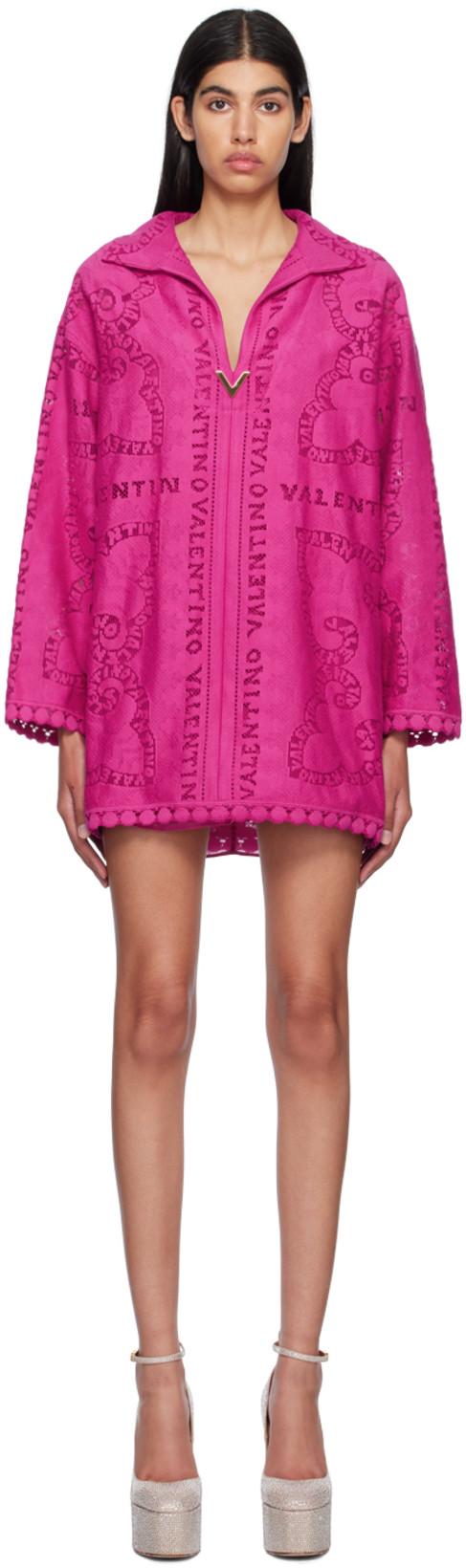 Pink Jacquard Minidress by VALENTINO
