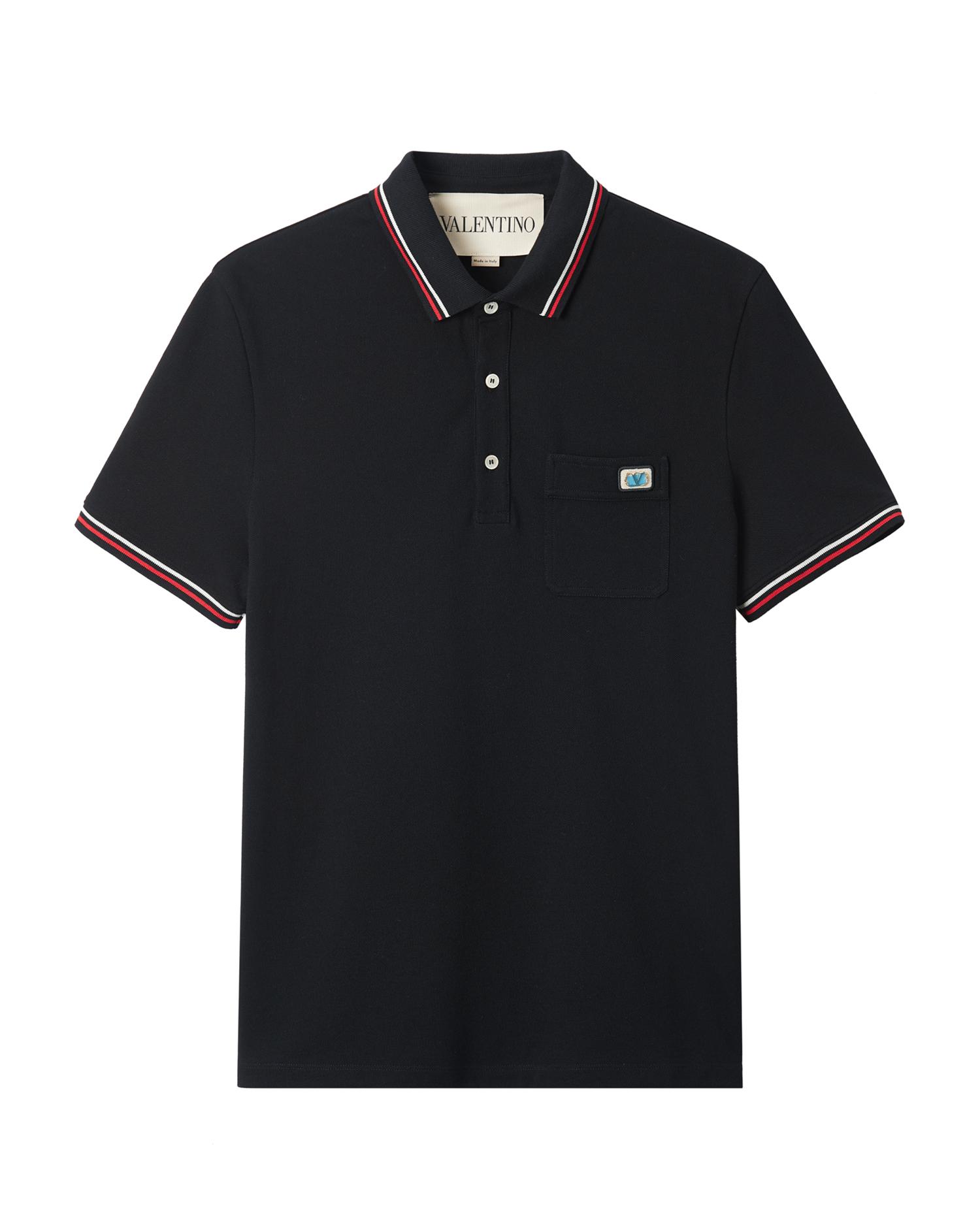 Piqué polo shirt with Vlogo patch by VALENTINO