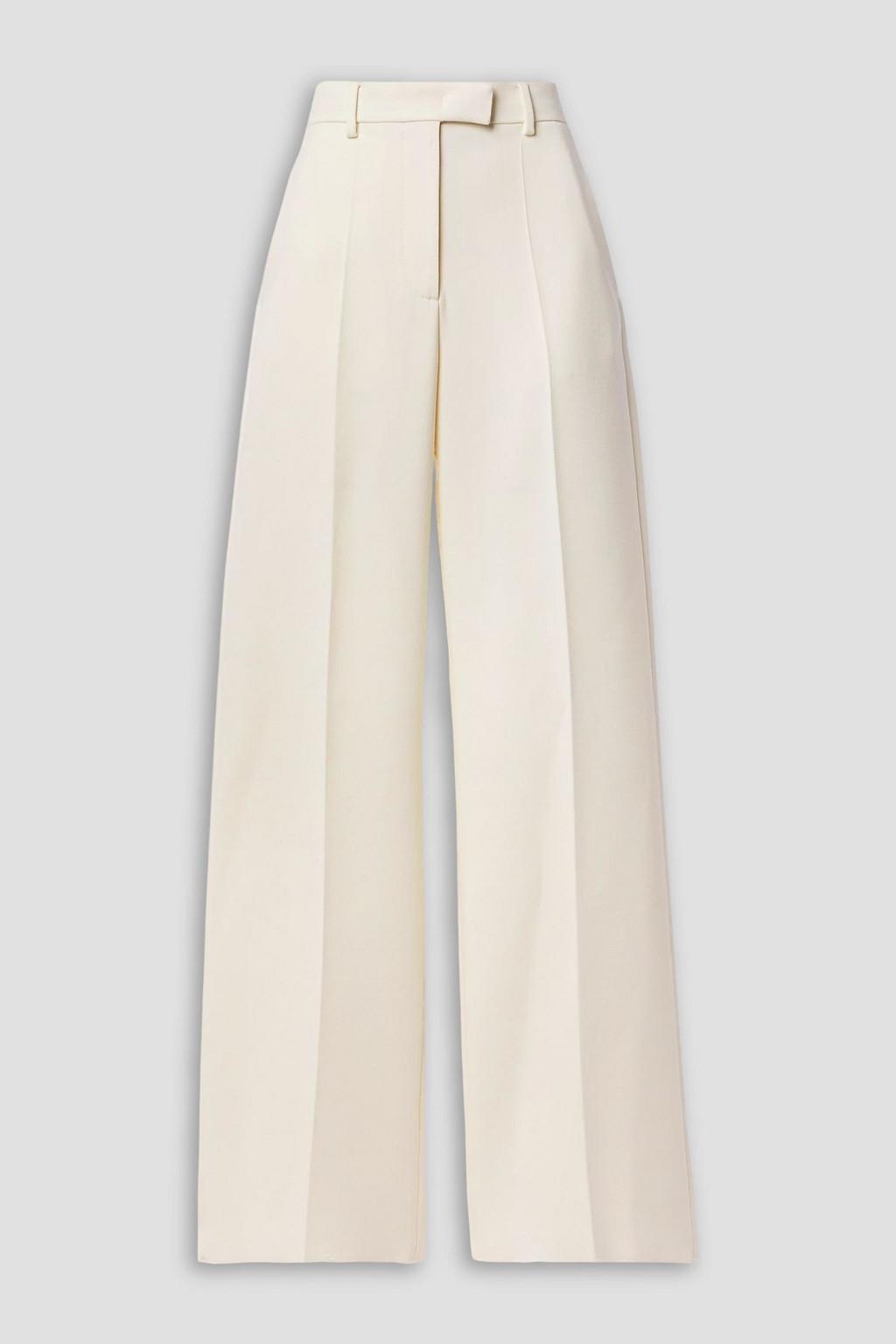 Pleated wool-blend crepe wide-leg pants by VALENTINO