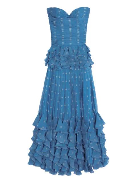 Pludepois-print chiffon long dress by VALENTINO