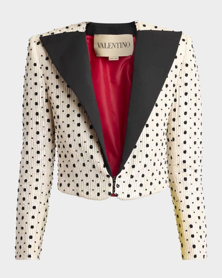 Polka-Dot Sequined Crop Blazer Jacket by VALENTINO