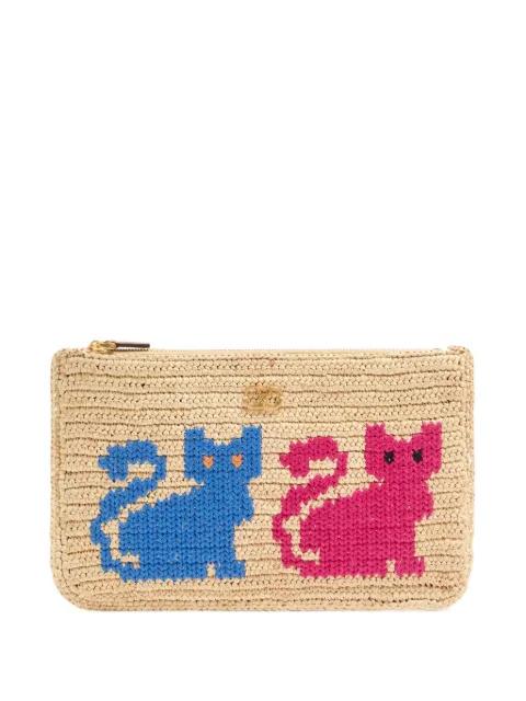 Raffiachat raffia clutch with embroidery by VALENTINO