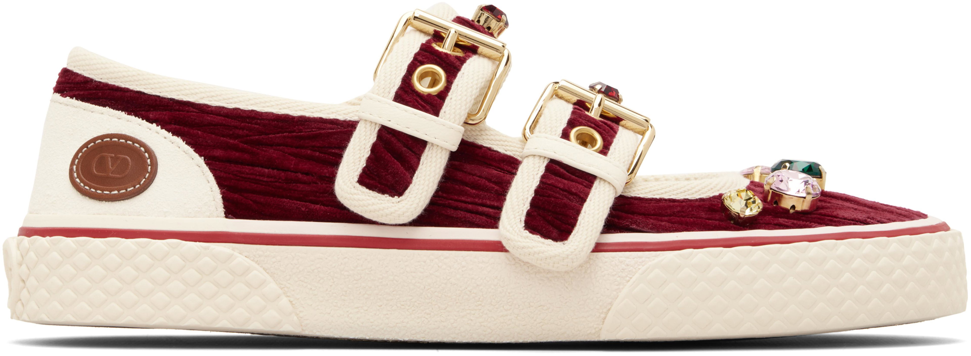 Red Double Buckle Sneakers by VALENTINO