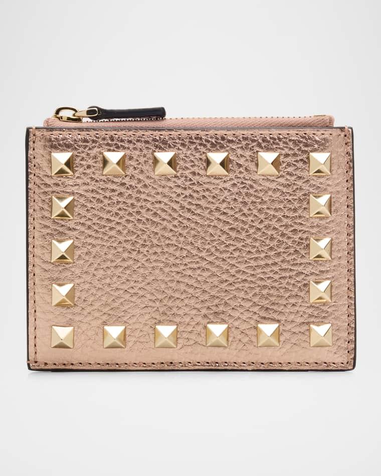 Rockstud Calfskin Cardholder with Zip by VALENTINO