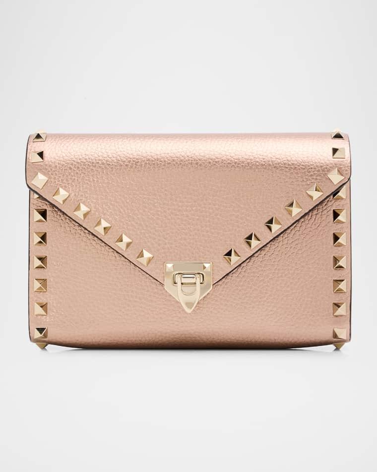 Rockstud Metallic Calfskin Leather Mini Clutch Bag by VALENTINO