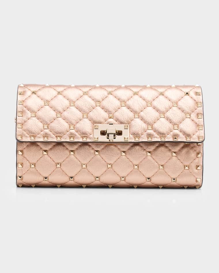 Rockstud Spike Metallic Calfskin Clutch Bag by VALENTINO