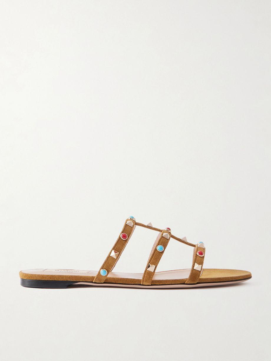 Rockstud bead-embellished suede sandals by VALENTINO