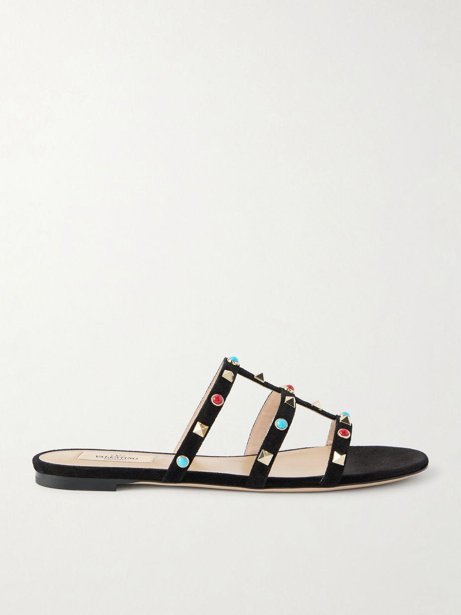 Rockstud bead-embellished suede sandals by VALENTINO