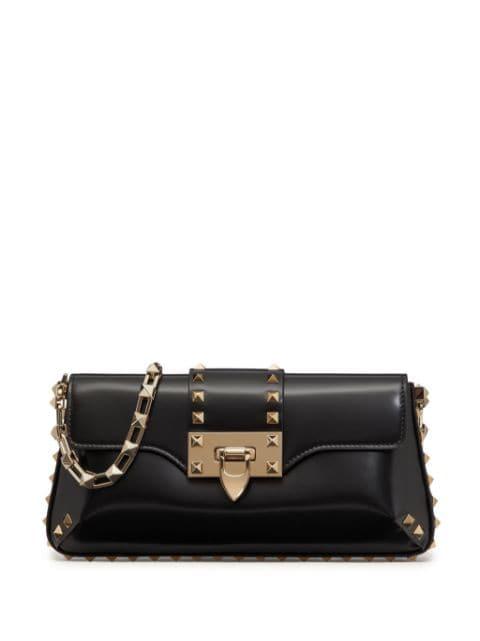 Rockstud brushed-leather shoulder bag by VALENTINO