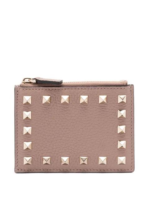 Rockstud grainy calfskin cardholder by VALENTINO