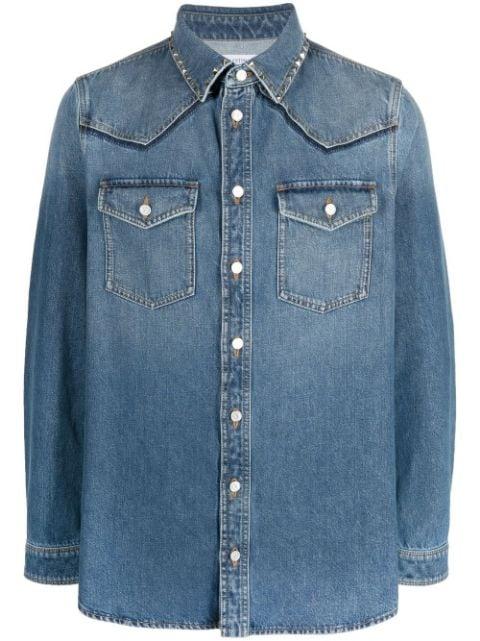 Rockstud layer-design denim shirt by VALENTINO