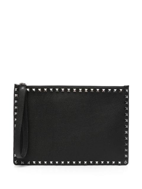 Rockstud leather clutch by VALENTINO