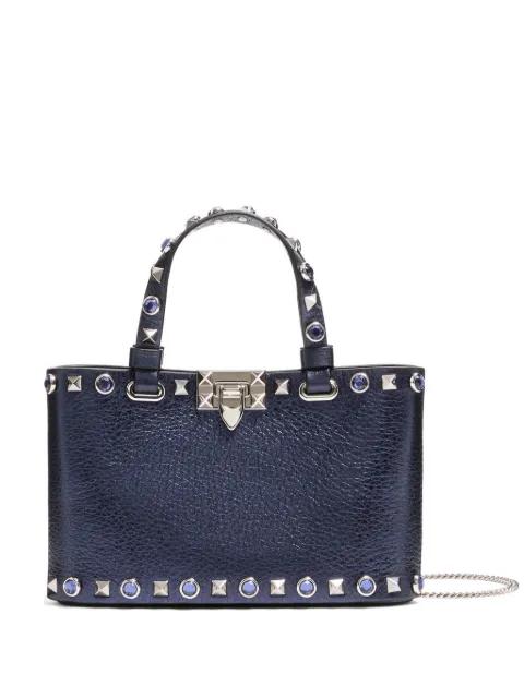 Rockstud mini shopping bag in laminated calfskin by VALENTINO